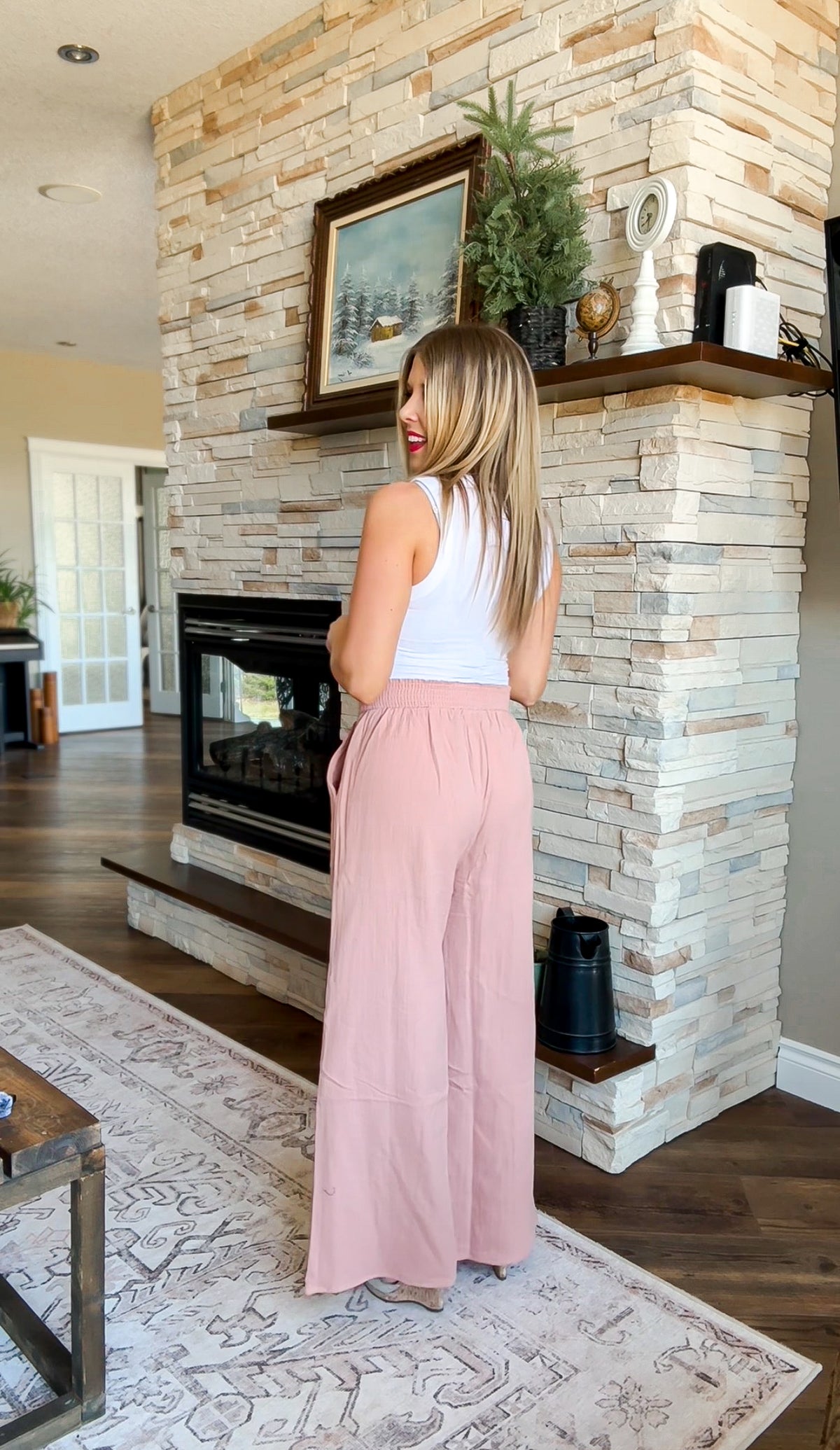 Nova Wide Leg Pants | Blush