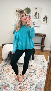 Melanie Ribbed Long Sleeve: Light Teal *SALE*