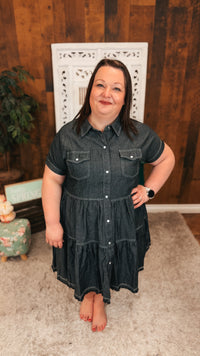 Ava Denim Dress | Charcoal