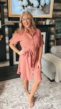 Lisa Linen Tie Dress | Blush