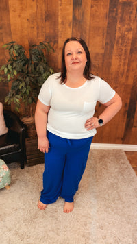 Stephanie Stretch Paper Bag Pants | Royal Blue
