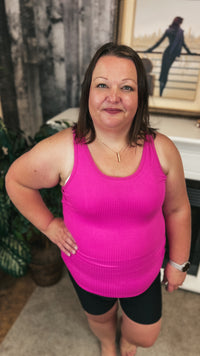 Rynlee Ribbed Tank Top: Deep Fuchsia