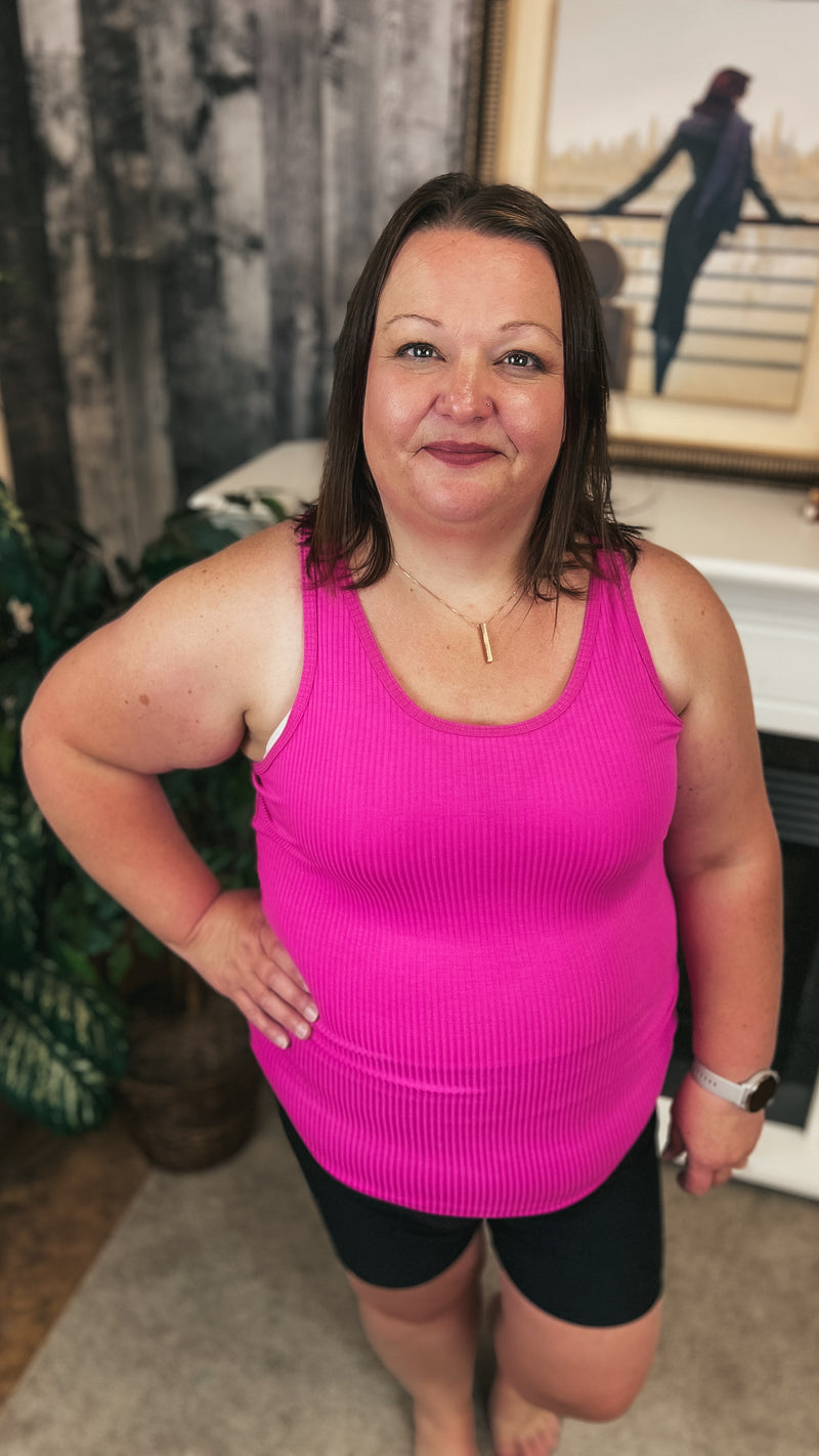 Rynlee Ribbed Tank Top: Deep Fuchsia