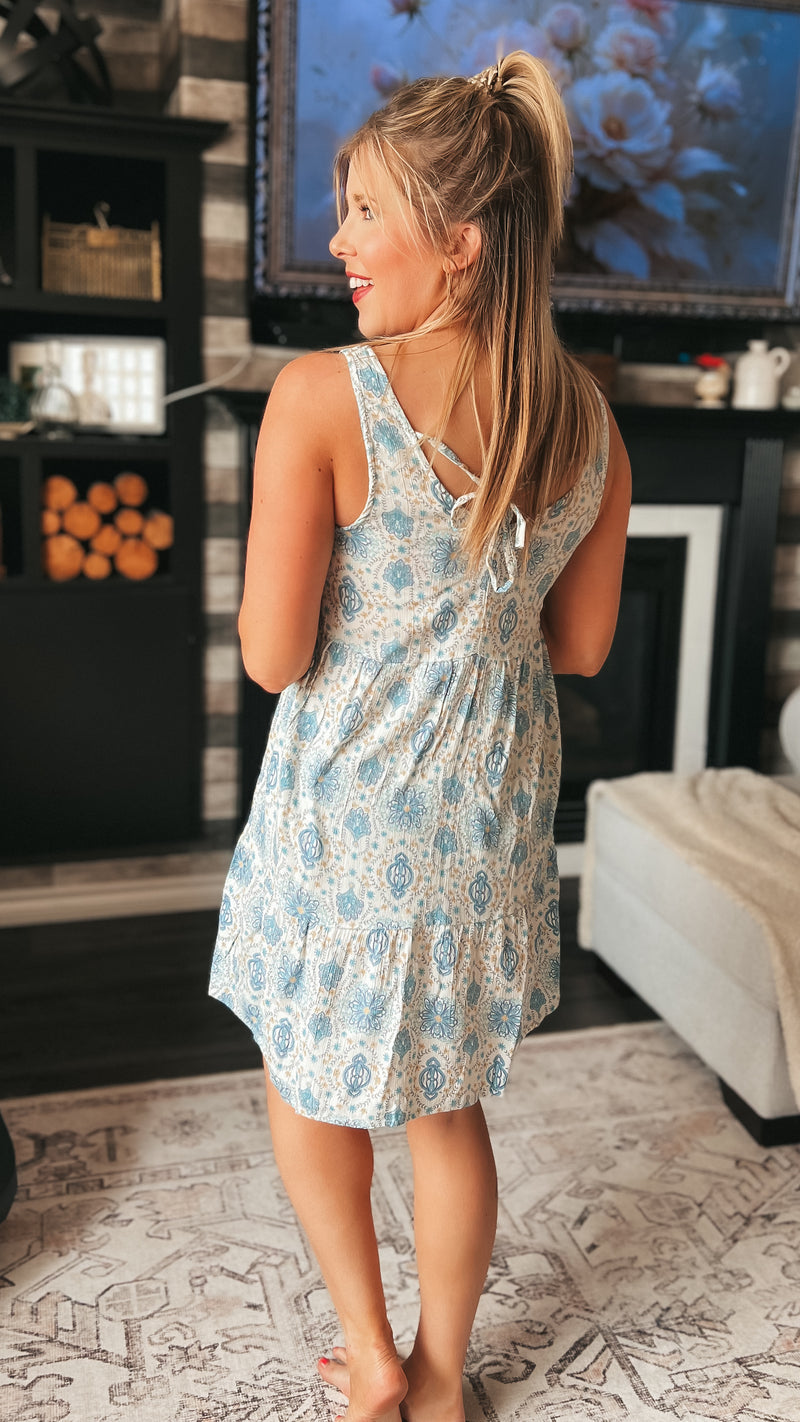 Claire Blue Floral Dress