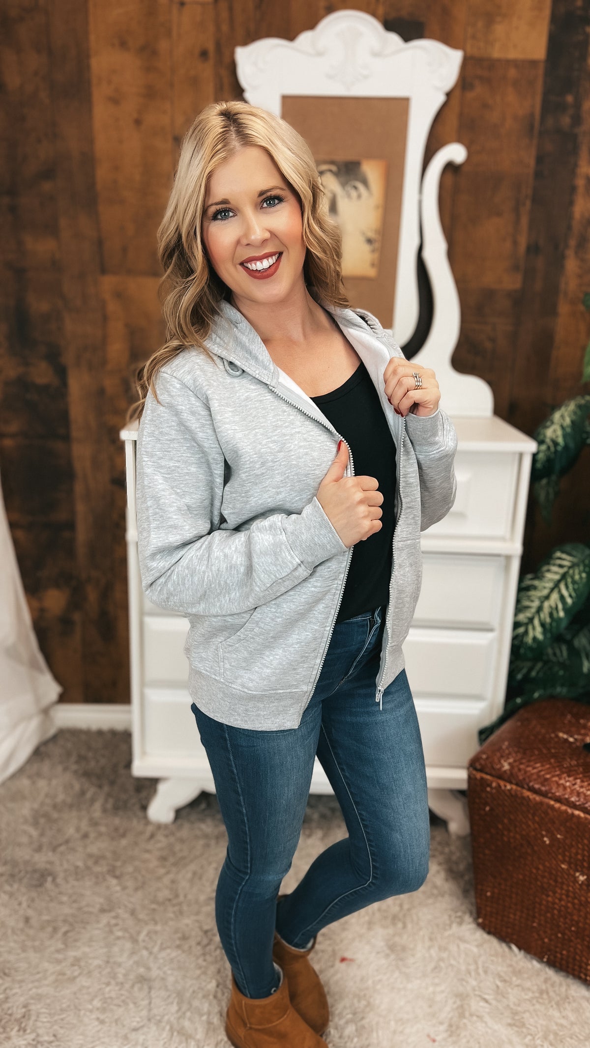 Layne Zip Hoodie: Grey