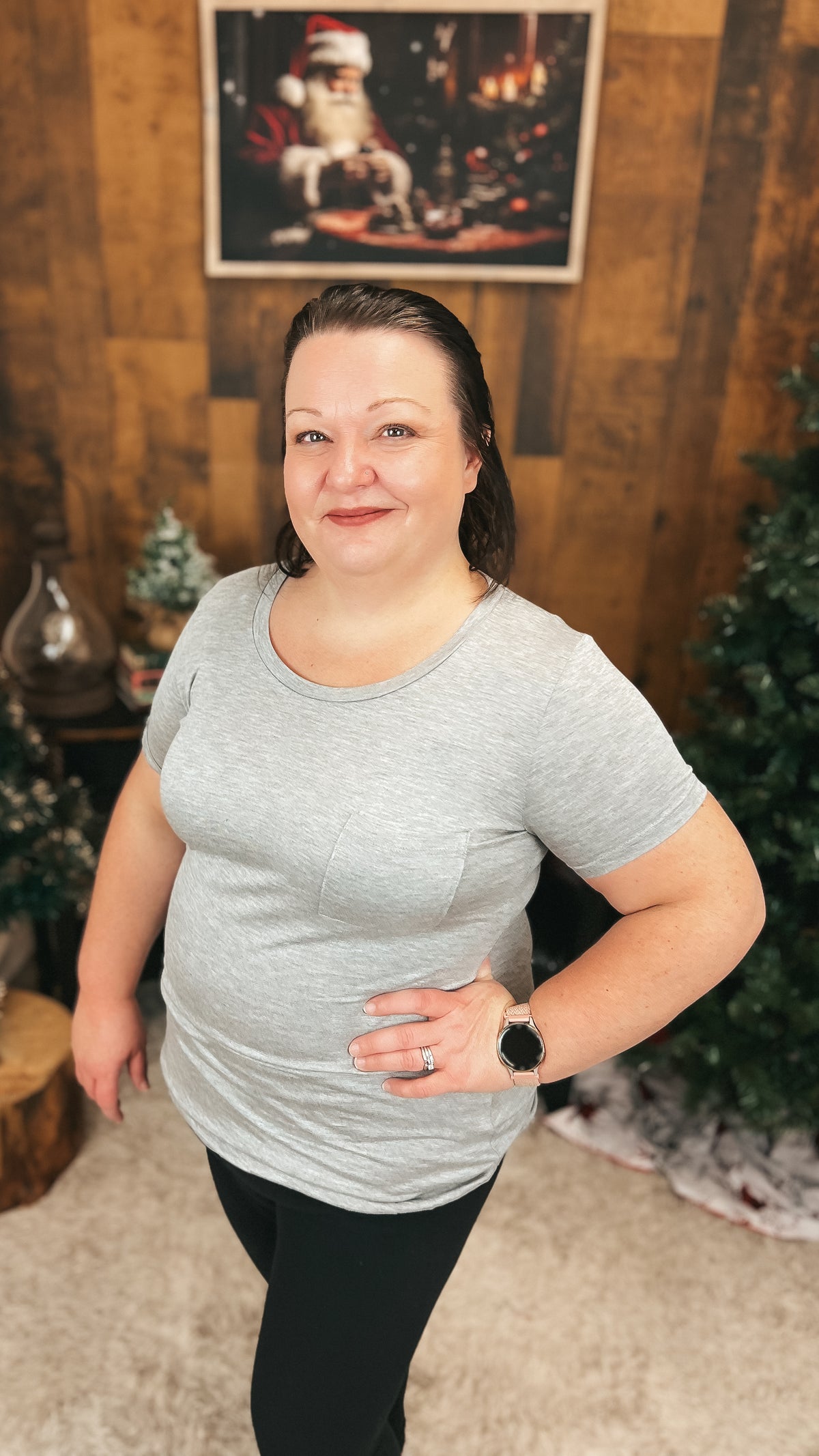 Laura Heathered Tee | Grey