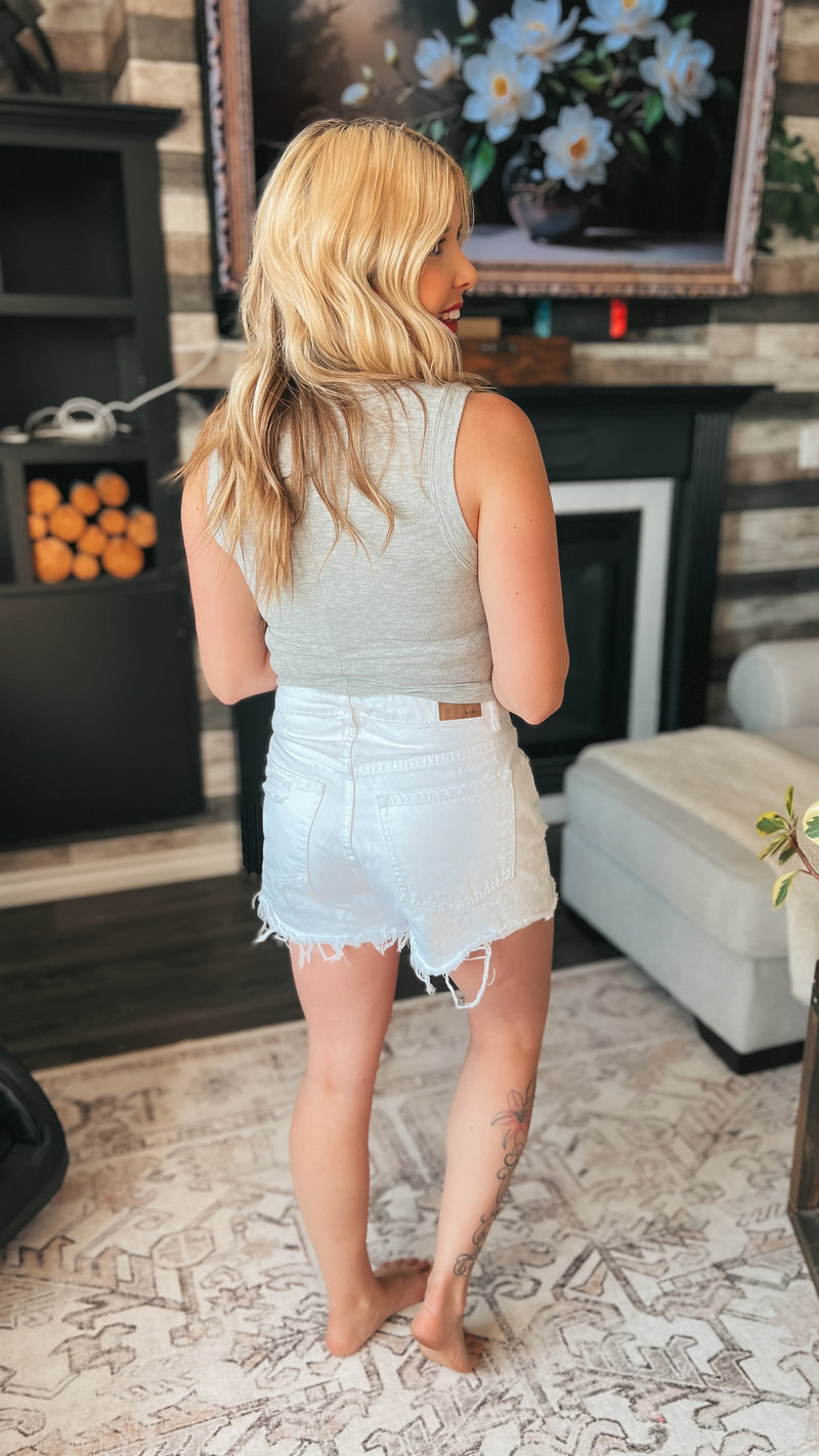 Tamara Ribbed Tank Top: Heather Grey