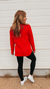 Leslie Waffle Long Sleeve | Red