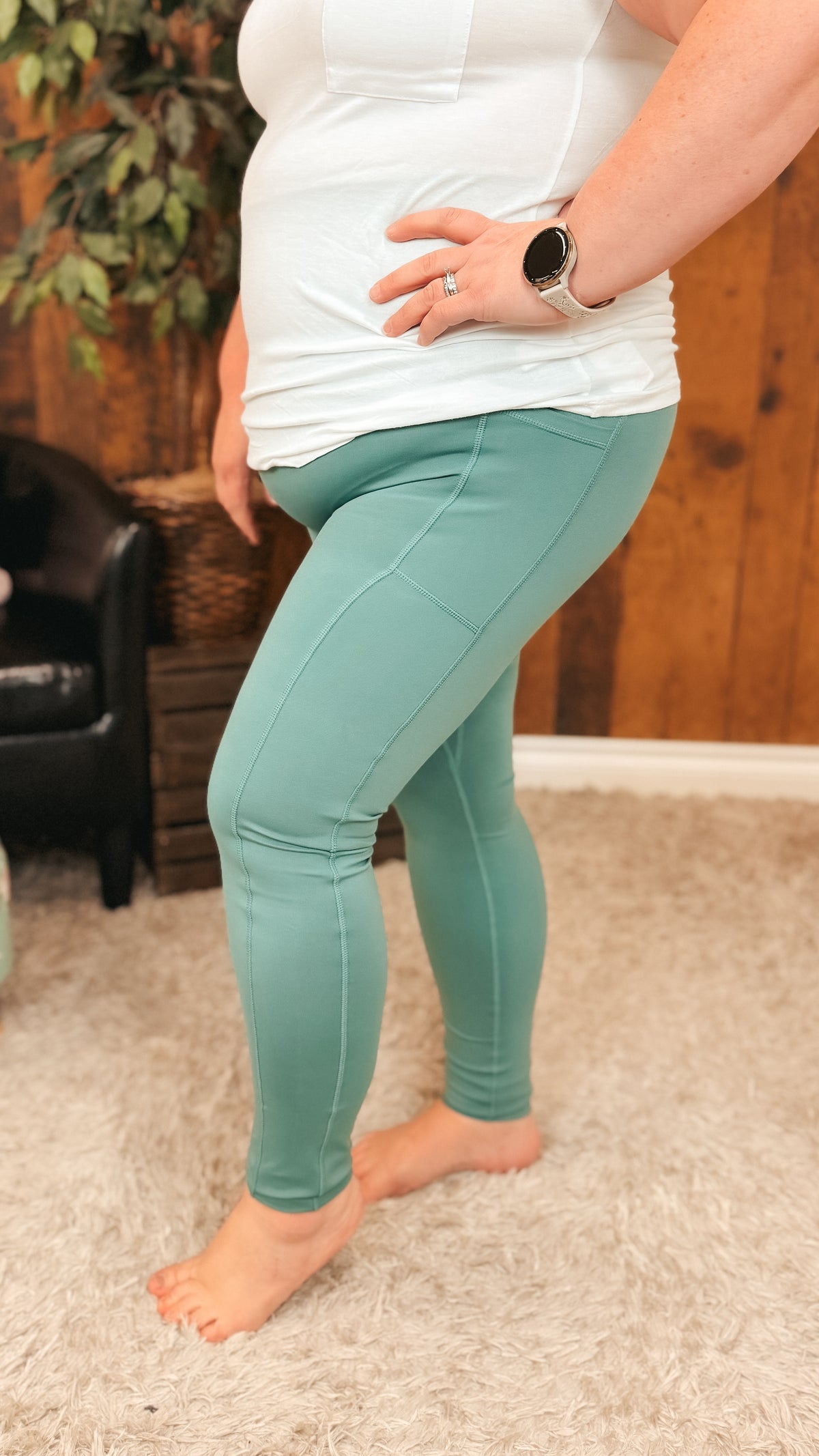 Zoey Athletic Leggings | Smoky Green