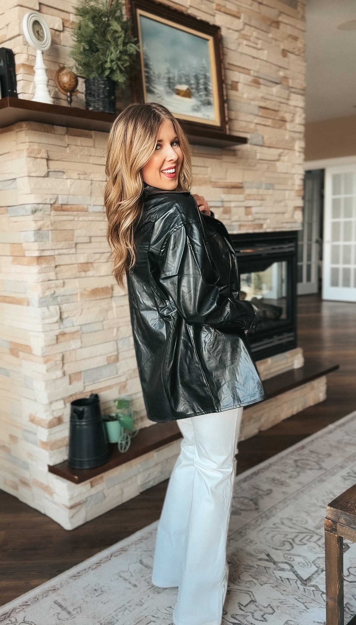 Stephanie Faux Leather Jacket | Black