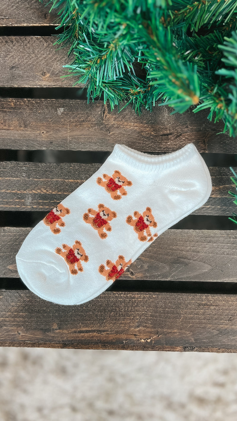 Teddy Bear Ankle Socks: White *SALE*