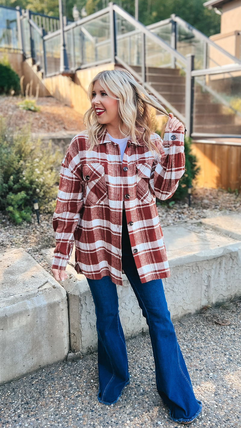 Finley Plaid Shacket | Brown