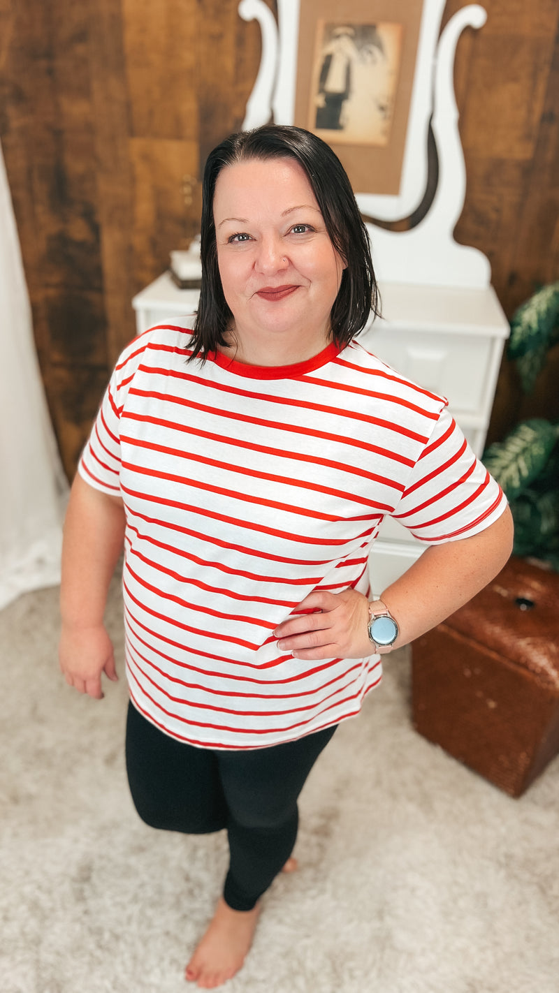 Brittany Striped Tee | Red & Ivory