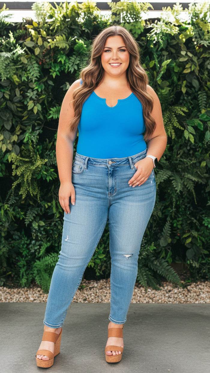 Mylie V-Neck Bodysuit | Sky Blue *SALE*