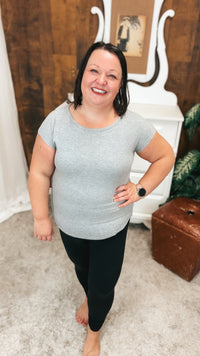 Melanie Ribbed Tee | Heather Grey