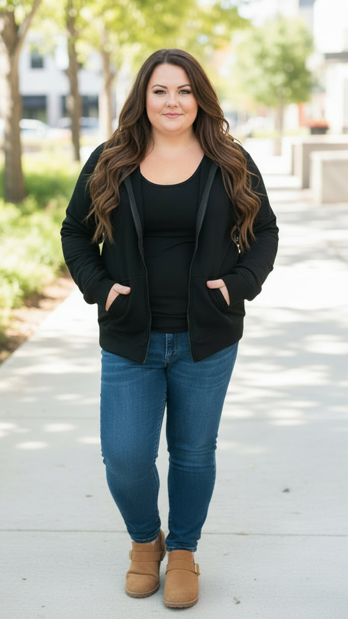 Layne Zip Hoodie: Black
