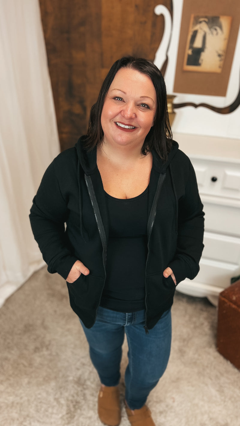 Layne Zip Hoodie: Black