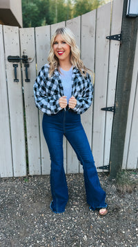 Nikita Crop Plaid Shacket | Black & White