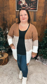 Helen Knit Cardigan | Brown & Ivory