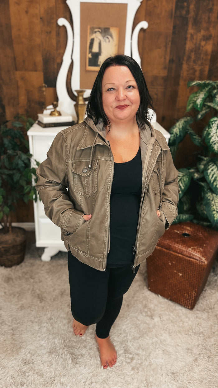 Joey Faux Leather Jacket | Grey