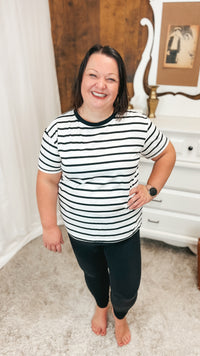 Brittany Striped Tee | Black & Ivory