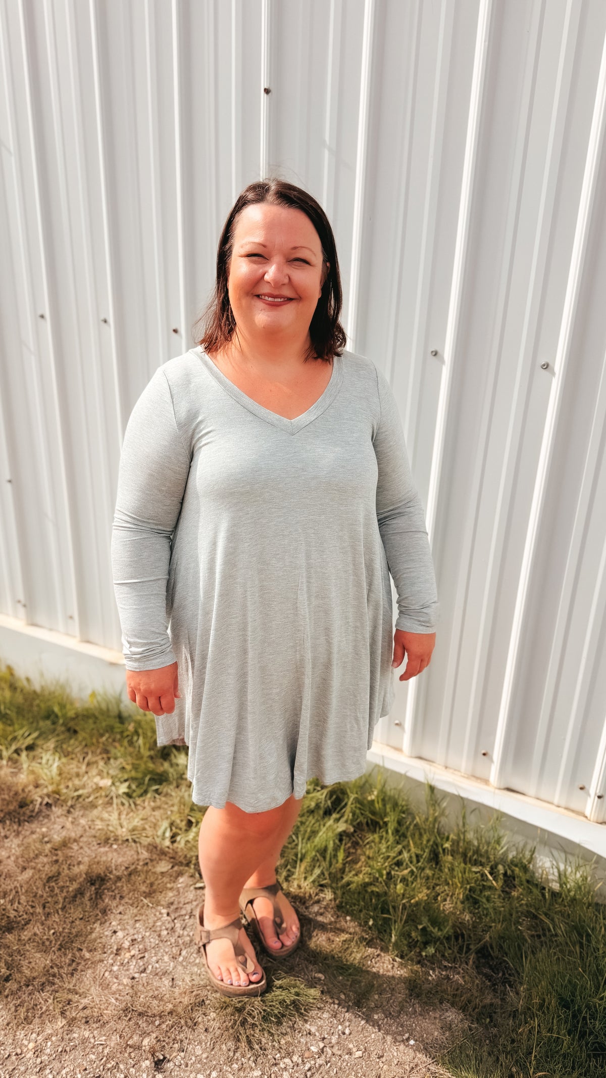 Violet Long Sleeve T-Shirt Dress | Grey