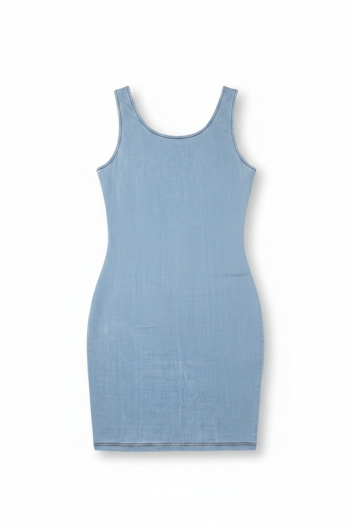 Mary Stretch Denim Dress | Light Blue