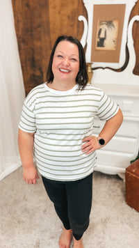 Brittany Striped Tee | Sage & Ivory
