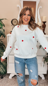 Liza Heart Crewneck | Ivory