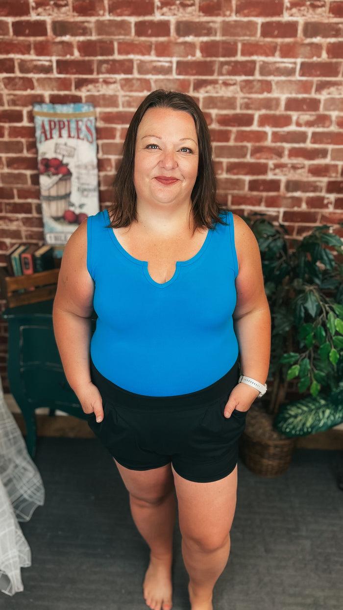 Mylie V-Neck Bodysuit | Sky Blue