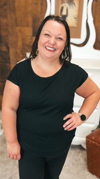 Melanie Ribbed Tee | Black