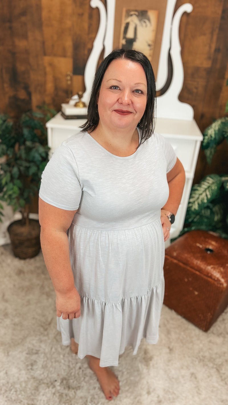 Beverly Tiered Dress: Grey