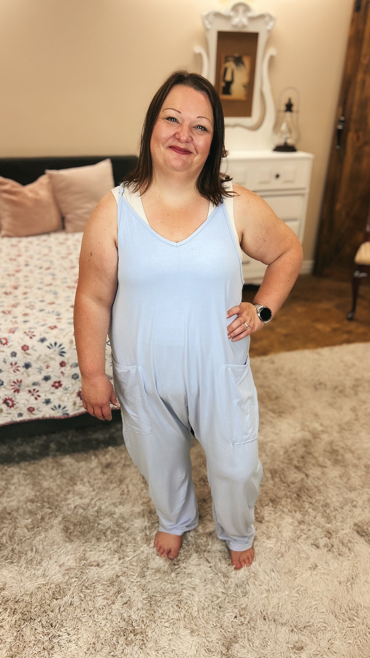 Jordyn Hotshot Romper: Periwinkle