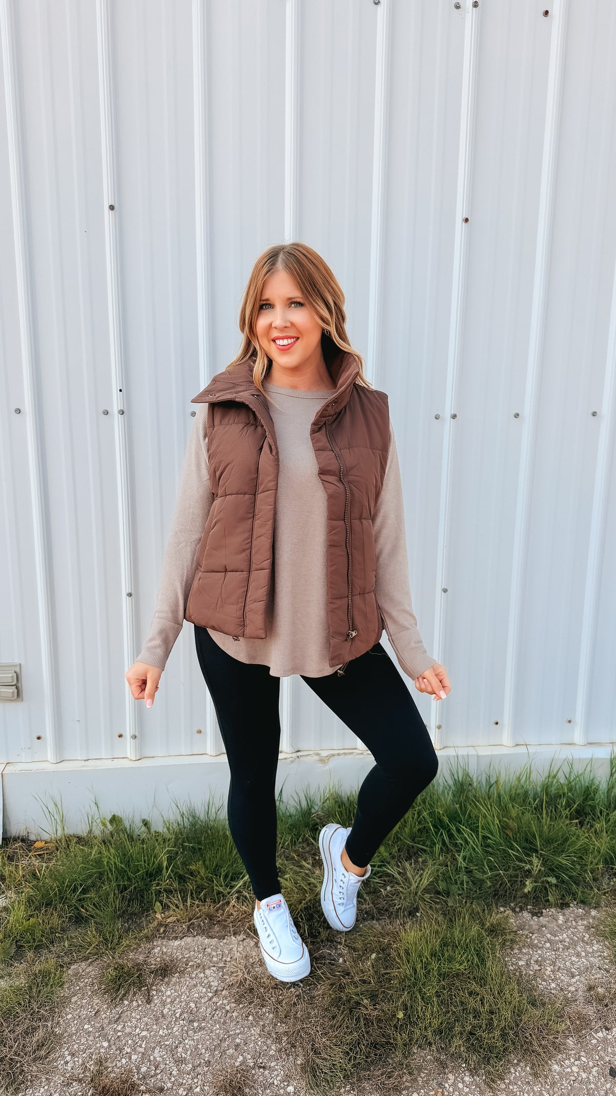 Tori Puffer Vest | Brown