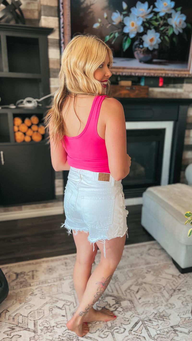 Mylie V-Neck Bodysuit | Hot Pink