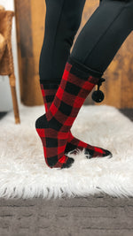 Plaid Boot Socks Bundle: Red