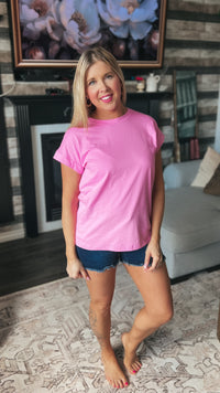 Joanne Rolled Cuff Tee | Pink