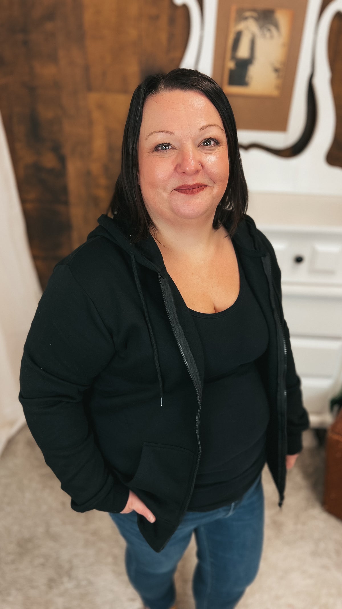 Layne Zip Hoodie: Black