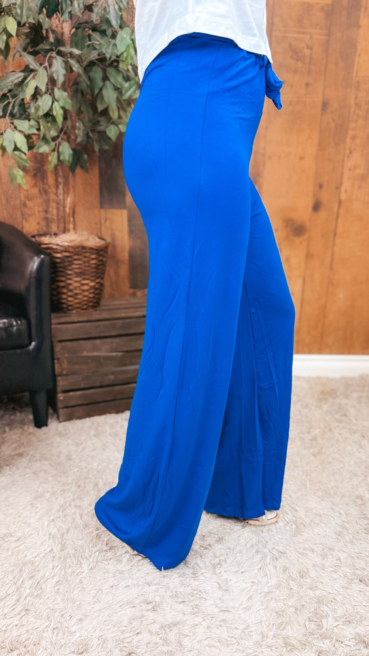 Stephanie Stretch Paper Bag Pants | Royal Blue