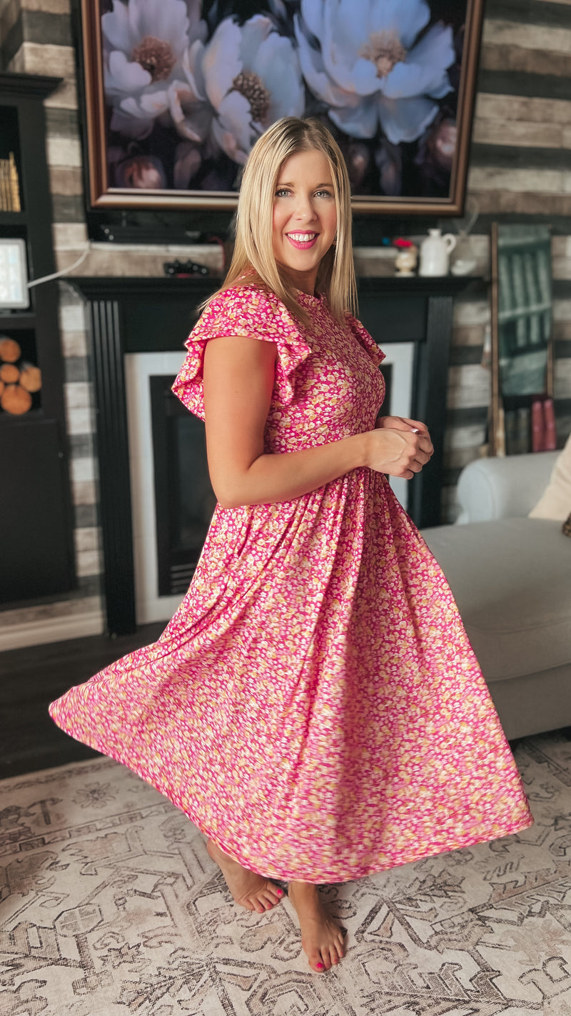 Victoria Floral Sundress: Fuchsia