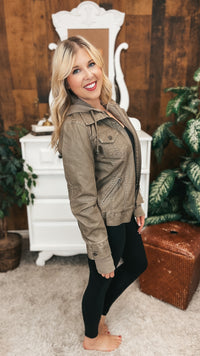 Joey Faux Leather Jacket | Grey