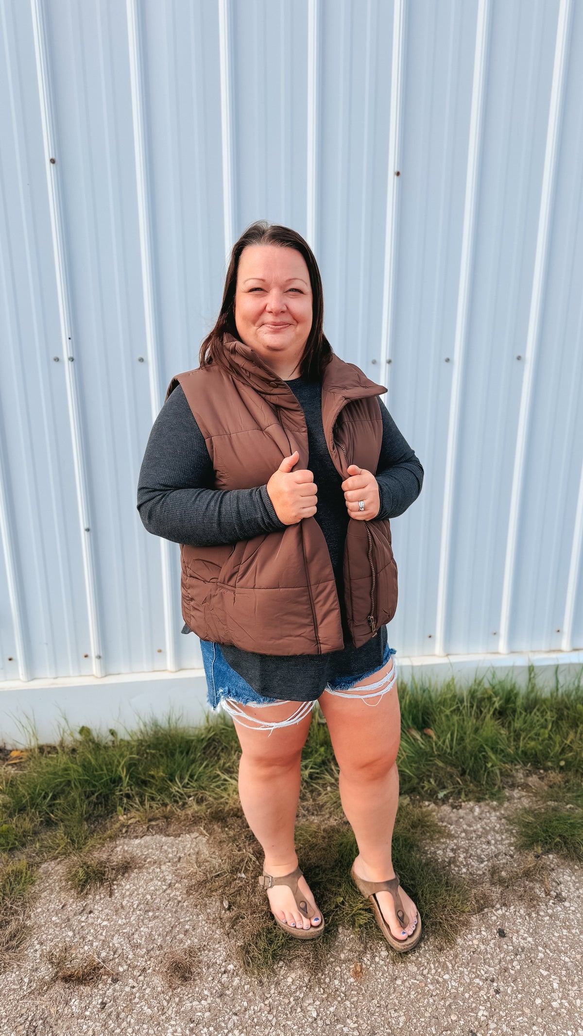 Tori Puffer Vest | Brown