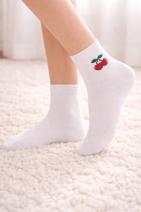 Cherry Crew Socks | White