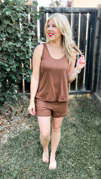 Payton Tank Top Short Set | Brown