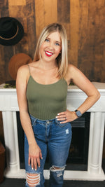 Hazel Cami Bodysuit: Olive