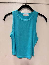 Victoria Ribbed Tank Top | Aqua Blue
