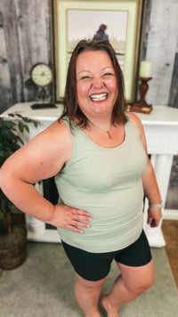 Rynlee Ribbed Tank Top: Sage
