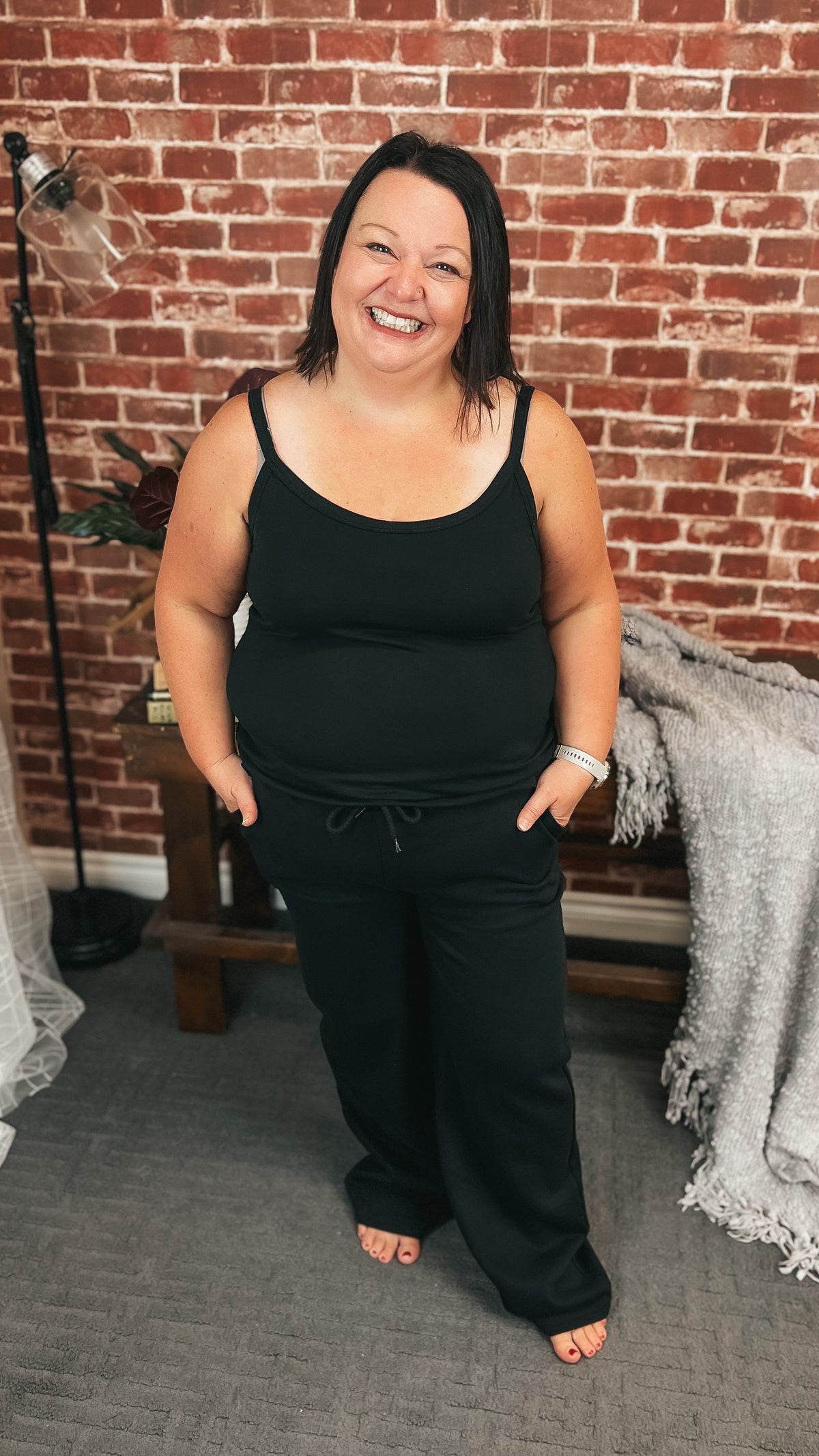 Jodie Wide Leg Jogging Pants | Black