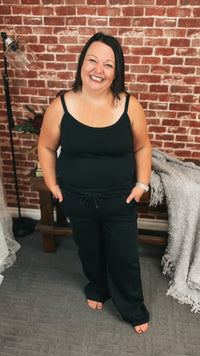 Jodie Wide Leg Jogging Pants | Black