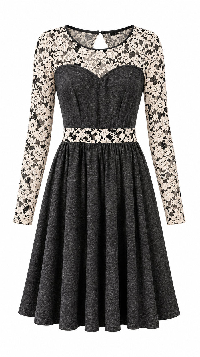 Lacey Lace Dress | Charcoal
